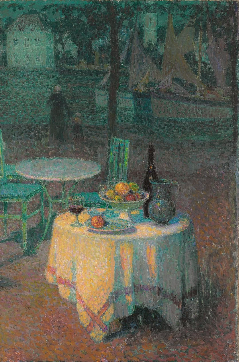Henri Le Sidaner - Caffè del porto, le Croisic